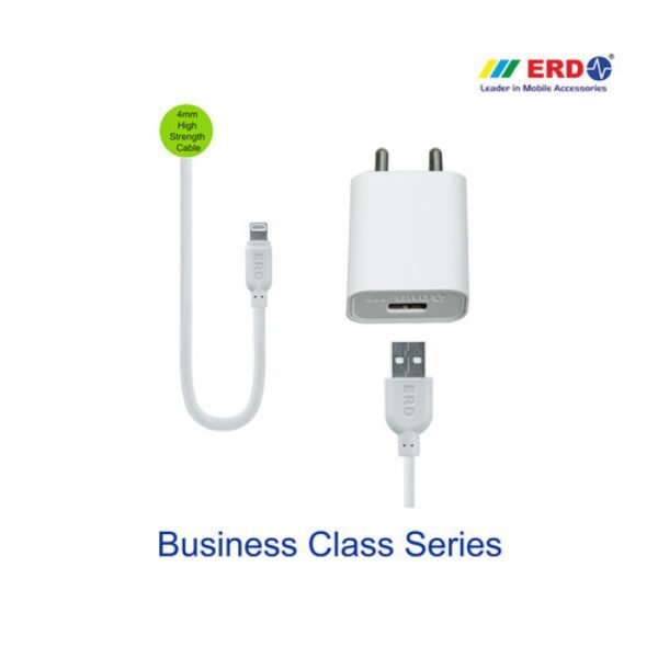 ERD TC-50 IP5 5V | 2 Amp Fast Charging USB Adapter with 1 Meter Long Lightning Cable Compatible with Apple iPhone 5/6/7/8/X (White)