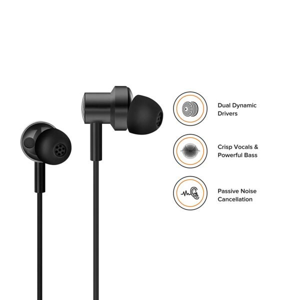 MI Dual Driver Wired in Ear Earphones with Mic (Black) - Image 3