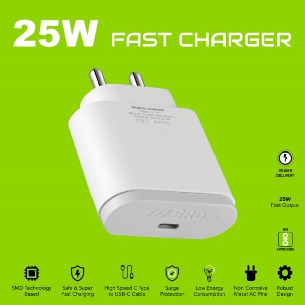 ERD TC-48 25W Mobile Charger Adaptor USB-C DOCK Charger (White)